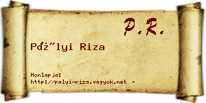 Pályi Riza névjegykártya